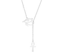 Amaxer Ankh - Collana con ciondolo a forma di croce con occhio di Horus, in acciaio inox, con simbolo dell'antico Egitto, idea regalo (stile1, argento)