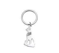 Amaxer Bastet Gatto Egiziano Dea Portachiavi Antico Bastet Statua Acciaio Inox Gioielli Ciondolo Catena Portachiavi (Argento)