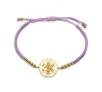 Amaxer Boho Metatrons Cube Bracciale intrecciato da donna Geometria sacra Metatron Protezione Dichiarazione Protezione Svuotato Perline regolabili Ciondolo (Oro viola)