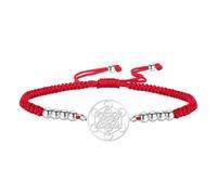 Amaxer Boho Metatrons Cube Bracciale intrecciato da donna Geometria sacra Metatron Protezione Dichiarazione Protezione Svuotato Perline regolabili Ciondolo (Argento rosso)
