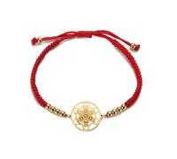 Amaxer Boho Metatrons Cube Bracciale intrecciato da donna Geometria sacra Metatron Protezione Dichiarazione Protezione Svuotato Perline regolabili Ciondolo (Oro rosso)