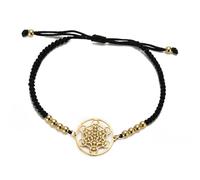 Amaxer Boho Metatrons Cube Bracciale intrecciato da donna Geometria sacra Metatron Protezione Dichiarazione Protezione Svuotato Perline regolabili Ciondolo (Oro nero)