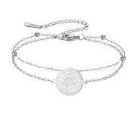 Amaxer Bracciale con il sigillo dei sette arcangeli per donna Tetragrammaton Arcangeli Gioielli religiosi protettivi Bracciale doppio a catena con perline regolabile (Argento)