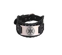Amaxer Braccialetto da uomo con sette arcangeli cubi di metatron, arcangelo custode Michael Sigil, protezione amuleto talismano norreno, regalo bracciale da polso largo in pelle uomo ragazzo