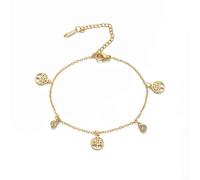 Amaxer Cavigliera da donna con ciondolo a forma di albero della vita vichingo, con strass, per l'estate, a piedi nudi, spiaggia, catena regolabile