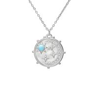 Amaxer Collana celestiale Sole e Luna stelle classico tema celeste medaglione di zirconia cubica gioielli collane con ciondolo per le donne, L50, Acciaio inossidabile, Nessuna pietra preziosa