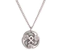 Amaxer Collana con 24 rune, talismano vichingo, Asatru, ciondolo pagano wicca rune norrene, stile vintage, amuleto nordico, collana per donne e uomini, Medio, Metallo, Cristallo