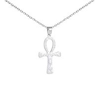 Amaxer Collana con ciondolo a forma di croce Ankh da donna, con simbolo geroglifico dell'antico Egitto, chiave della vita, gioiello con ciondolo