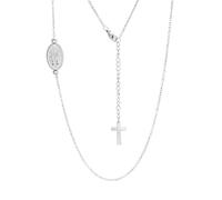Amaxer Collana con ciondolo a forma di croce con Vergine Maria, medaglia miracolosa, battesimo, cattolica, religiosa, gioiello regalo per donne, L50, Acciaio inossidabile, Nessuna pietra preziosa