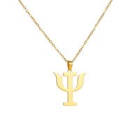 Amaxer Collana con ciondolo a forma di simbolo Psi, da donna, con lettere dell'alfabeto greco, psicologia, psichiatria, per studenti laureati in psicologia (Oro)