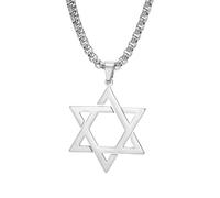 Amaxer Collana con ciondolo a forma di stella di David, a sei punte, religiosa, ebraica, ebraica, Hanukkah, Magen, Israele, collana con ciondolo, idea regalo, L50, Acciaio inossidabile, Non pietra