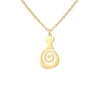Amaxer Collana con ciondolo a spirale con gatto Koru Peace and Tranquility in acciaio inox, idea regalo per donne, L50, Acciaio inossidabile, Nessuna pietra preziosa