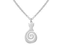 Amaxer Collana con ciondolo a spirale con gatto Koru Peace and Tranquility in acciaio inox, idea regalo per donne, L50, Acciaio inossidabile, Nessuna pietra preziosa
