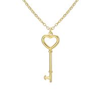 Amaxer Collana da donna con ciondolo a forma di cuore romantico, in acciaio inox, con chiave per lei, L50, Acciaio inossidabile, Nessuna pietra preziosa