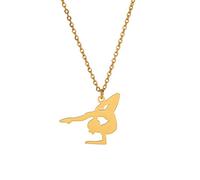 Amaxer Collana da ginnastica per ragazze in acciaio inox, gioiello da ginnastica, idea regalo, per donne e ragazze, L50, Acciaio inossidabile