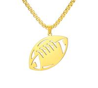 Amaxer Collana da uomo alla moda con ciondolo a forma di pallone da calcio, palla da calcio, baseball, in acciaio inox, per amanti dello sport, fitness, hip hop, L50, Acciaio inossidabile, Nessuna