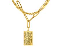 Amaxer Collana di carte dei tarocchi di moda Retro Lucky Amulet Charm Pendenti in acciaio inossidabile Gioielli vintage (XX-Giudizio-Oro)
