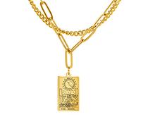 Amaxer Collana di carte dei tarocchi di moda Retro Lucky Amulet Charm Pendenti in acciaio inossidabile Gioielli vintage (XVIII-La Luna-Oro)