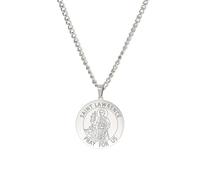 Amaxer Collana Saint per uomo in acciaio inossidabile Medaglia protettrice religiosa Gioielli religiosi Regali Ciondoli Collane per donna e uomo (San Lorenzo, Argento)