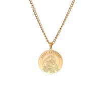 Amaxer Collana Saint per uomo in acciaio inossidabile Medaglia protettrice religiosa Gioielli religiosi Regali Ciondoli Collane per donna e uomo (Sant'Antonio, Oro)