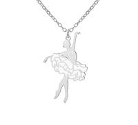 Amaxer Collana smaltata a forma di ballerina, da donna, in acciaio inox, con ciondolo per gli amanti della danza, L50, Acciaio inossidabile, Nessuna pietra preziosa (Stile3, Argento)