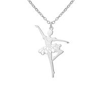 Amaxer Collana smaltata a forma di ballerina, da donna, in acciaio inox, con ciondolo per gli amanti della danza, L50, Acciaio inossidabile, Nessuna pietra preziosa (Stile2, Argento)