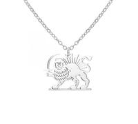 Amaxer Collane con ciondolo a forma di bandiera della Persia Iran da uomo regolabili, con antichi motivi persiani, leone iraniano, sole e corona; gioielli ispirati alla mappa (Argento)