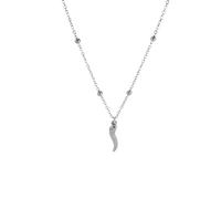 Amaxer Collane in corno italiano da donna, con peperoncino rosso Cornicello, amuleto portafortuna, collana con perline, L50, Acciaio inossidabile, Non pietra preziosa