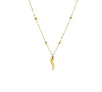 Amaxer Collane in corno italiano da donna, con peperoncino rosso Cornicello, amuleto portafortuna, collana con perline, L50, Acciaio inossidabile, Non pietra preziosa