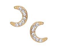 Amaxer Delicati orecchini a perno con zirconia cubica a forma di luna crescente, per donne e ragazze, con cristalli di zirconia cubica, gioielli estivi per vacanze in spiaggia (Oro)