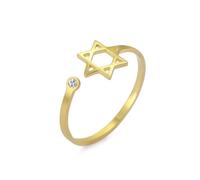 Amaxer Delicato anello da donna a forma di stella di David, in acciaio inox, a sei punte, religioso, ebraico, ebraico, Hanukkah, anello aperto regolabile, Acciaio inossidabile, Nessuna pietra preziosa