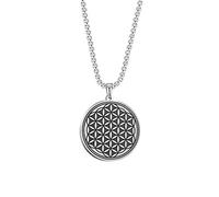 Amaxer Flower of Life - Collana da uomo con motivo a forma di mandala, con motivo a forma di geometria sacra, ideale come regalo per unisex, 50 cm, L60, Acciaio inossidabile, Acciaio inossidabile