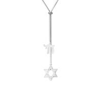 Amaxer Jewish Faith - Collana regolabile con ciondolo a forma di stella di David e Chai, con doppio simbolo religioso, in acciaio inox, catena a serpente, Medio, Acciaio inossidabile, Non pietra