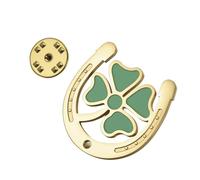Amaxer Lucky Four Leaf Clover Horseshoe Charm Spilla Pin per Donne Uomini Buona Fortuna Spille Pin Zaino Distintivo Cappello Borsa Accessori Decorazione, L50, Acciaio inossidabile, No.