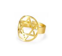 Amaxer Megan Star of David da donna a sei punte minimalista religiosa magen ebraica ebraica Hanukkah scavato fuori aperto anello regolabile, Metallo, Cristallo
