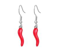 Amaxer Orecchini da donna con corno italiano fortunato, peperoncino rosso, cornicello, amuleto portafortuna, orecchini pendenti da donna, One Size, Acciaio inossidabile, Non pietra preziosa