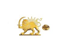 Amaxer Persia Iran Leone e Sole Bandiera Spilla smaltata Spilla Bandiera persiana antica Spilla iraniana Gioielli di tendenza Zaino Distintivo Borsa Accessori Decorazione (Oro)