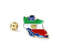 Amaxer Persia Iran Leone e Sun Flag Map Spilla smaltata Spilla Old Persian Iranian Lion Sole e Corona Spilla Gioielli Dichiarazione Zaino Distintivo Borsa Accessori Decorazione, L50, Acciaio