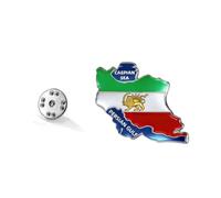 Amaxer Persia Iran Leone e Sun Flag Map Spilla smaltata Spilla Old Persian Iranian Lion Sole e Corona Spilla Gioielli Dichiarazione Zaino Distintivo Borsa Accessori Decorazione, L50, Acciaio