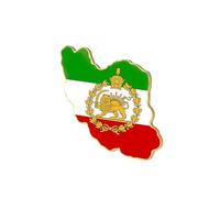 Amaxer Persia Iran Leone e Sun Flag Map Spilla smaltata Spilla Old Persian Iranian Lion Sole e Corona Spilla Gioielli Dichiarazione Zaino Distintivo Borsa Accessori Decorazione, L50, Acciaio