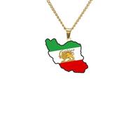Amaxer Persia Iran Leone e Sun Flag Smalto Collane Pendente per Le Donne Regolabile Vecchio Persiano Iraniano Leone Sole e Corona Mappa Gioielli Regali, L50, Acciaio inossidabile, Non pietra preziosa