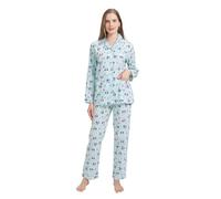 Amaxer Pigiama da Donna in Due Pezzi Set Pigiama in Cotone Set da Notte da Notte a Maniche Lunghe Tuta da Notte e Pantaloni del Pigiama Set da Salotto,Gufo Carino 02,XL