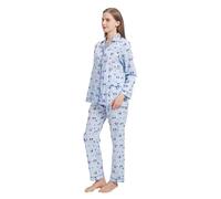 Amaxer Pigiama da Donna in Due Pezzi Set Pigiama in Cotone Set da Notte da Notte a Maniche Lunghe Tuta da Notte e Pantaloni del Pigiama Set da Salotto,Gufo Carino 01,M