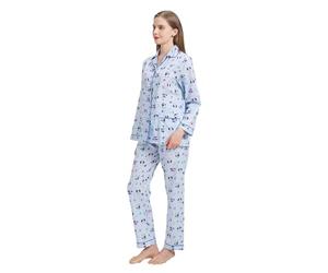 Amaxer Pigiama da Donna in Due Pezzi Set Pigiama in Cotone Set da Notte da Notte a Maniche Lunghe Tuta da Notte e Pantaloni del Pigiama Set da Salotto,Gufo Carino 01,M