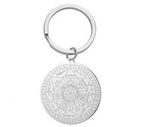 Amaxer Portachiavi unisex con sigillo dei sette arcangeli, in acciaio inox, con simbolo di Tetragramma Arcangeli, gioiello religioso, Argento, 25 mm