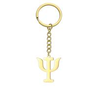 Amaxer Portachiavi unisex con simbolo Psi, in acciaio inox, con lettere dell'alfabeto greco, psicologia, psichiatria, simbolo Psi, gioielli, Oro, 25 mm