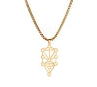 Amaxer Sephirot Kabbalah Albero della Vita Collana per Uomo Vintage Amuleto Howllowed Out Gioielli in Acciaio Inossidabile Regali Collana Pendente (Oro)