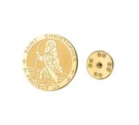 Amaxer Spilla con San Cristoforo, medaglietta per la protezione religiosa, amuleto, zaino, distintivo, cappello, borsa, accessorio decorativo (Oro)