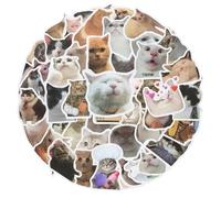 Amaxiu 566664_1_ze43Bx5zS - Adesivi divertenti in vinile a forma di gatto, 50 pezzi, adesivi per bottiglia d'acqua, impermeabili, per amanti dei gatti, per adulti, album di ritagli, laptop e diario (A