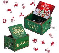 Amaxiu Carillon di Natale - Buon Natale, Carillon in Legno inciso a manovella Mini Carillon Vintage per Uomo Donna Calza di Natale Decorazioni Regalo Capodanno Inverno Compleanno